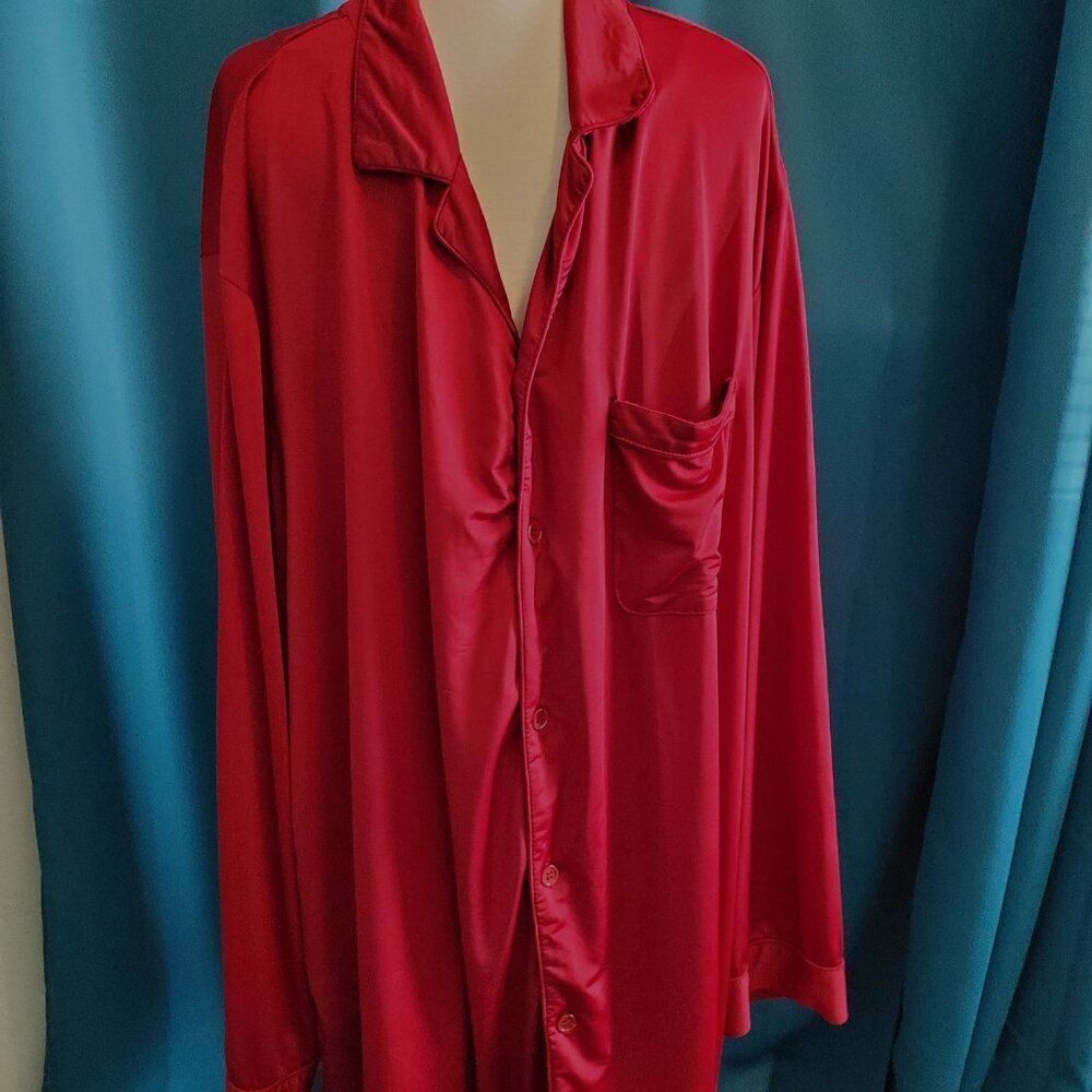 Men's Luxurious Silky Cranberry Red Pajama Set VINTAGE VIBE - 2XL KING SIZE - Picture 6 of 6